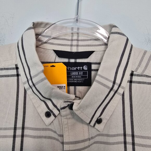 NWT Carhartt Plaid Button Down Shirts Mens Size L Cream - Picture 4 of 7
